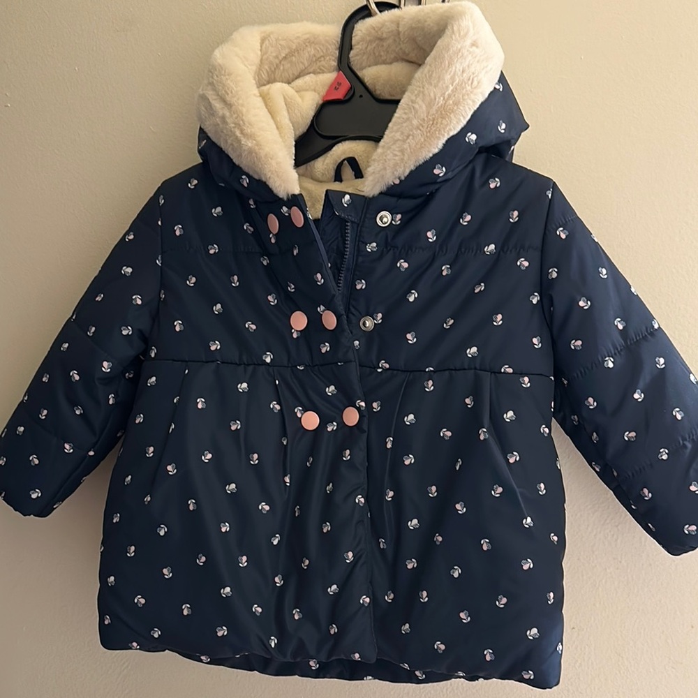 Joules Blue Puffer Jacket with Sherpa Lining